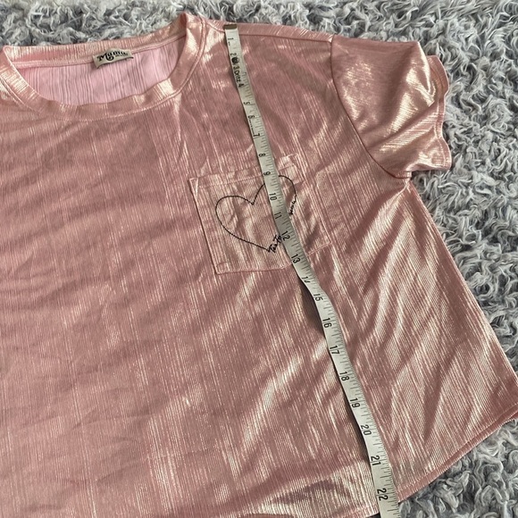Show Me Your MuMu Pink Metallic Short Sleeve Tee Medium - Picture 11 of 15